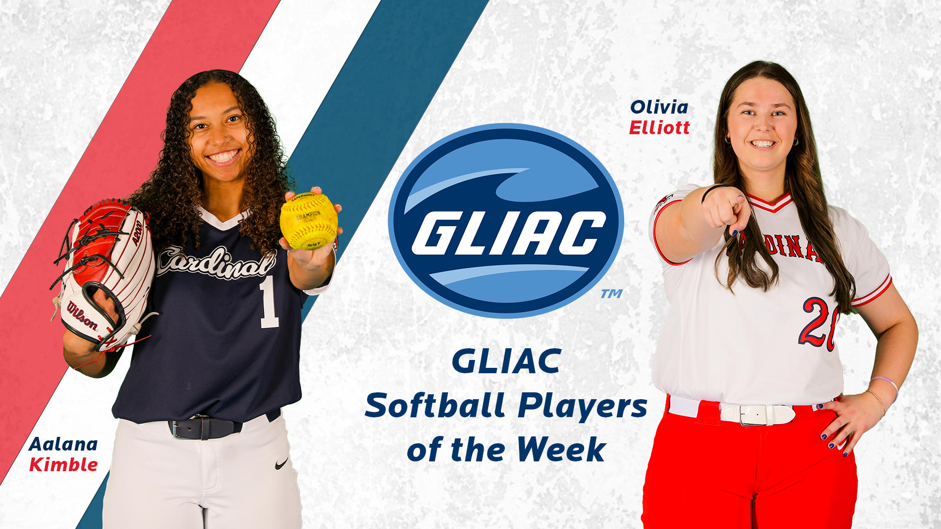 Elliott and Kimble Sweep GLIAC Softball Awards for Cardinals