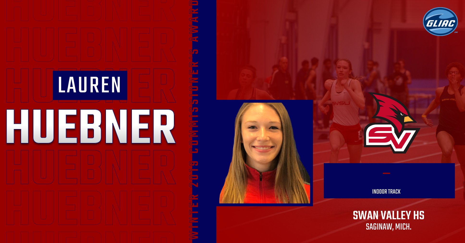 Lauren Huebner named GLIAC Winter Commissioner's Award Recipient