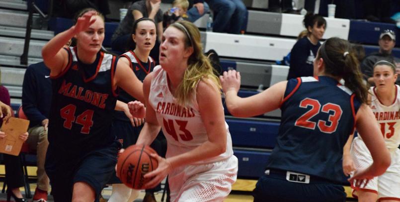 Emily Wendling posted season-highs of 31 points and 15 rebounds in her fifth double-double of the season in the victory over Malone...