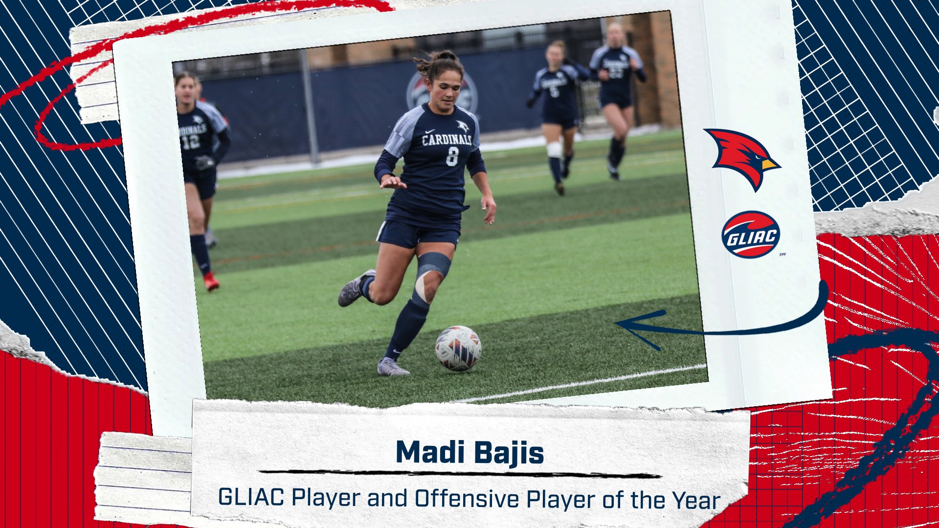Madi Bajis Named GLIAC Player and Offensive Player of the Year; Seven Cardinals Earn All-GLIAC Honors